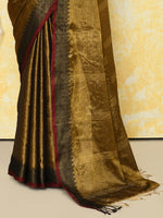 Thumbnail for Piyari Fashion Women's Gold Organic Tissue Saree With Blouse Piece