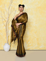 Thumbnail for Piyari Fashion Women's Gold Organic Tissue Saree With Blouse Piece