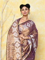 Thumbnail for Piyari Fashion Women's Gold Blue Dual Tone Organic Tissue Jamdani Saree With Blouse Piece
