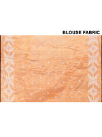 Thumbnail for Piyari Fashion Women's Orange Dual Tone Organic Tissue Jamdani Saree With Blouse Piece