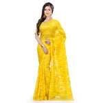 Thumbnail for Piyari Fashion Cotton Blend Handloom Yellow Jamdani Saree