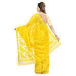 Thumbnail for Piyari Fashion Cotton Blend Handloom Yellow Jamdani Saree