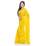 Thumbnail for Piyari Fashion Cotton Blend Handloom Yellow Jamdani Saree