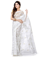Thumbnail for Piyari Fashion Cotton Blend Handloom White Jamdani Saree