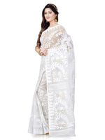 Thumbnail for Piyari Fashion Cotton Blend Handloom White Jamdani Saree