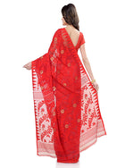 Thumbnail for Piyari Fashion Cotton Blend Handloom Red White Jamdani Saree