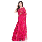 Thumbnail for Piyari Fashion Cotton Blend Handloom Pink Jamdani Saree