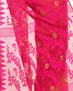 Thumbnail for Piyari Fashion Cotton Blend Handloom Yellow Pink Jamdani Saree