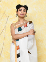 Thumbnail for Piyari Fashion Women's White Exclusive Applique Saree With Blouse Piece
