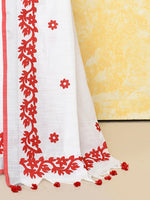 Thumbnail for Piyari Fashion Women's White Exclusive Applique Saree With Blouse Piece