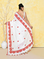 Thumbnail for Piyari Fashion Women's White Exclusive Applique Saree With Blouse Piece