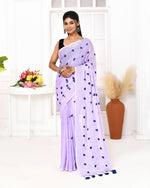 Thumbnail for Piyari Fashion Women's Light Lavender Exclusive Embroidery Saree