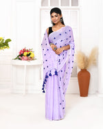 Thumbnail for Piyari Fashion Women's Light Lavender Exclusive Embroidery Saree