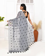 Thumbnail for Piyari Fashion Women's Grey Exclusive Embroidery Saree