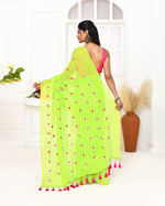 Thumbnail for Piyari Fashion Women's Lemon Green Exclusive Embroidery Saree