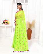 Thumbnail for Piyari Fashion Women's Lemon Green Exclusive Embroidery Saree