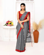 Thumbnail for Piyari Fashion Women's Grey Cotton Handloom Jamdani Saree With Blouse