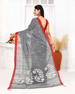 Thumbnail for Piyari Fashion Women's Grey Cotton Handloom Jamdani Saree With Blouse