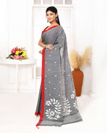 Thumbnail for Piyari Fashion Women's Grey Cotton Handloom Jamdani Saree With Blouse