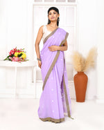Thumbnail for Piyari Fashion Women's Lavender Cotton Handloom Jamdani Saree With Blouse