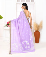 Thumbnail for Piyari Fashion Women's Lavender Cotton Handloom Jamdani Saree With Blouse