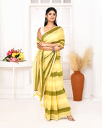 Thumbnail for Piyari Fashion Multi Color Striped Mulmul Cotton Saree With Tassels