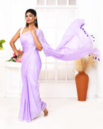 Thumbnail for Piyari Fashion Lavender Mulmul Cotton Saree With Tassels