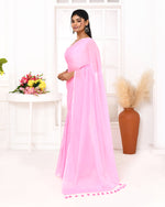 Thumbnail for Piyari Fashion Pink Mulmul Cotton Saree With Tassels