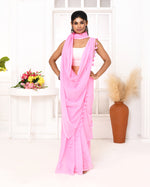 Thumbnail for Piyari Fashion Pink Mulmul Cotton Saree With Tassels