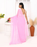 Thumbnail for Piyari Fashion Pink Mulmul Cotton Saree With Tassels