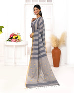 Thumbnail for Piyari Fashion Women's Grey Cotton Handloom Jamdani Saree With Blouse