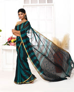 Thumbnail for Piyari Fashion Women's Black Blue Cotton Handloom Jamdani Saree With Blouse