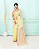 Thumbnail for Piyari Fashion Women's Cream Cotton Handloom Jamdani Saree With Blouse