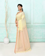 Thumbnail for Piyari Fashion Women's Cream Cotton Handloom Jamdani Saree With Blouse