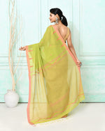 Thumbnail for Piyari Fashion Women's Olive Cotton Handloom Jamdani Saree With Blouse