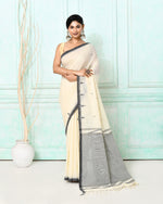 Thumbnail for Piyari Fashion Women's Off White Cotton Handloom Jamdani Saree With Blouse