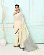 Thumbnail for Piyari Fashion Women's Off White Cotton Handloom Jamdani Saree With Blouse