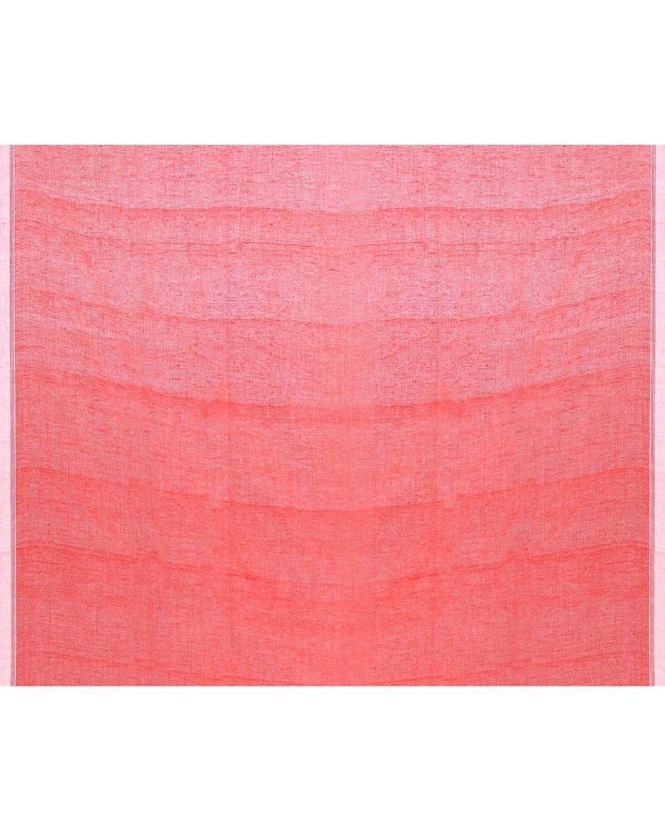 Piyari Fashion Women's Red Cotton Handloom Jamdani Saree With Blouse