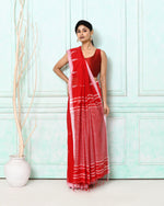 Thumbnail for Piyari Fashion Women's Red Cotton Handloom Jamdani Saree With Blouse