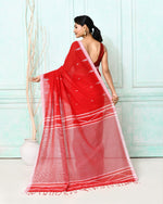 Thumbnail for Piyari Fashion Women's Red Cotton Handloom Jamdani Saree With Blouse