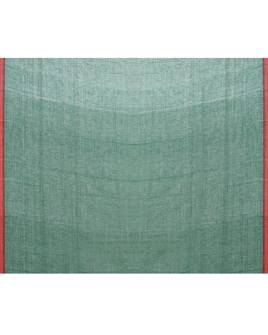 Piyari Fashion Women's Dark Green Cotton Handloom Jamdani Saree With Blouse