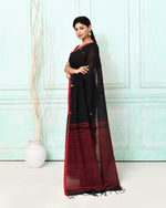 Thumbnail for Piyari Fashion Women's Black Cotton Handloom Jamdani Saree With Blouse