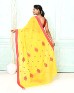 Thumbnail for Piyari Fashion Women's Yellow Cotton Handloom Jamdani Saree With Blouse