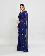 Thumbnail for Piyari Fashion Women's Blue Exclusive Embroidery Saree With Tassels