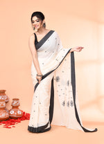 Thumbnail for Piyari Fashion Women`s Off White Mul Cotton Handloom Jamdani Saree With Blouse