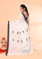 Thumbnail for Piyari Fashion Women`s Off White Mul Cotton Handloom Jamdani Saree With Blouse