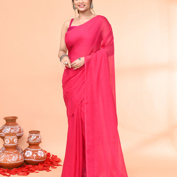 Piyari Fashion Pink Mulmul Cotton Saree With Tassels - Distacart
