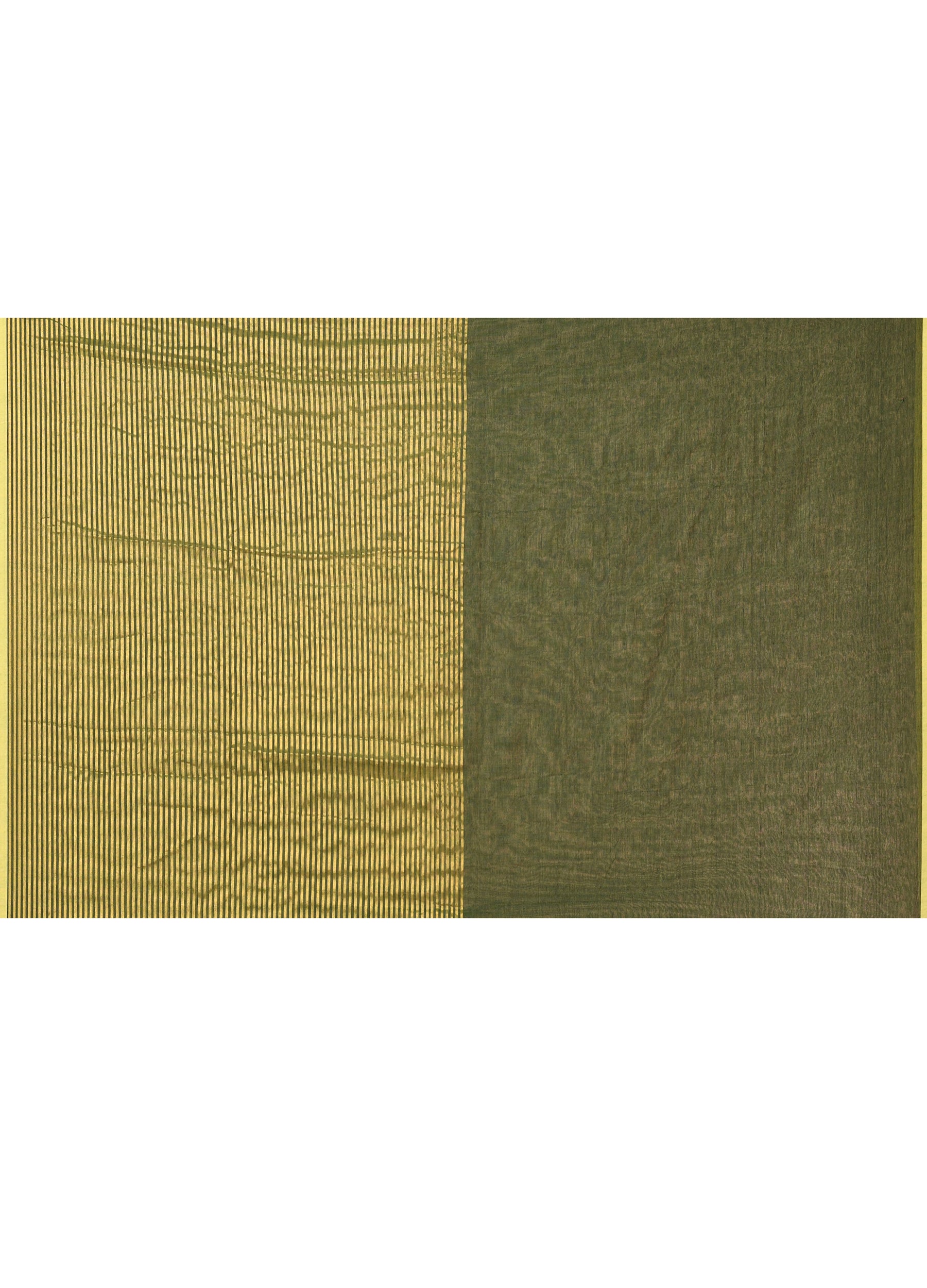 Piyari Fashion Women`s Dark Green Cotton Handloom Saree With Gold Zari Stripes
