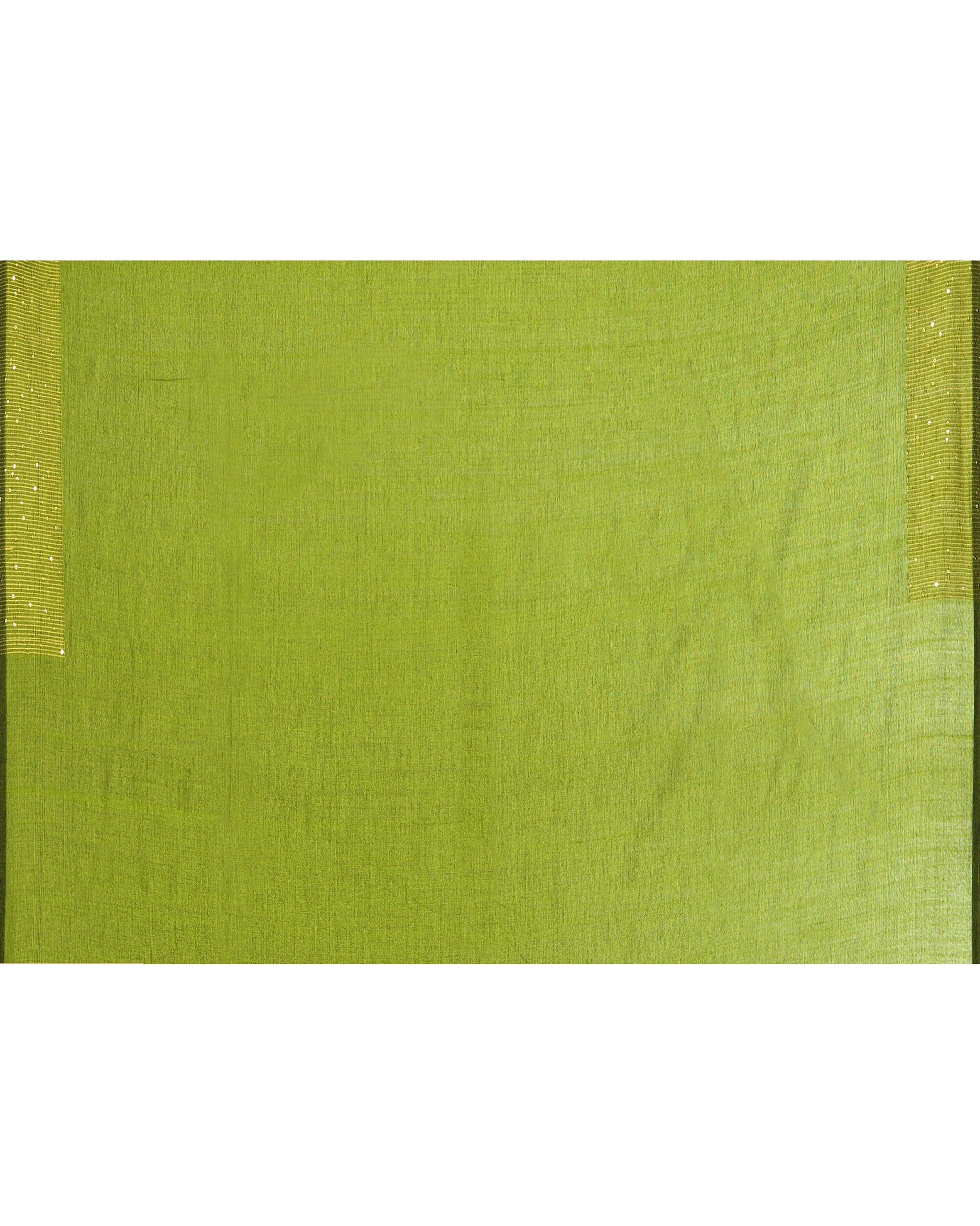Piyari Fashion Women's Apple Green Embellished Sequined Cotton Saree