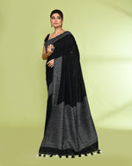 Thumbnail for Piyari Fashion Women's Black Embellished Sequined Cotton Saree